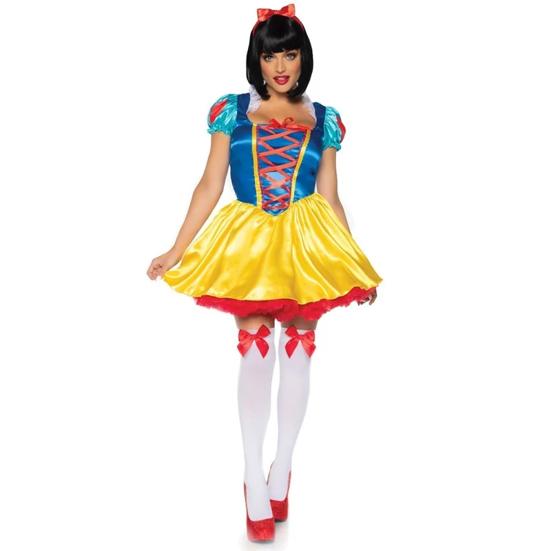 Snow White Costume for Adults, Short Yellow, Red and Blue Dress