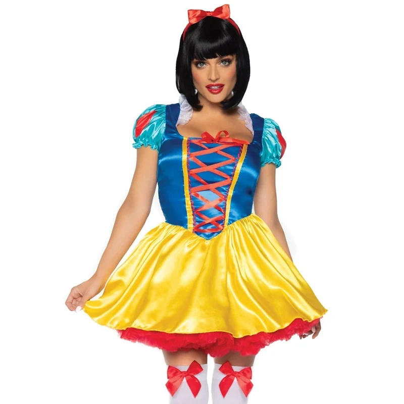 Snow White Costume for Adults, Short Yellow, Red and Blue Dress