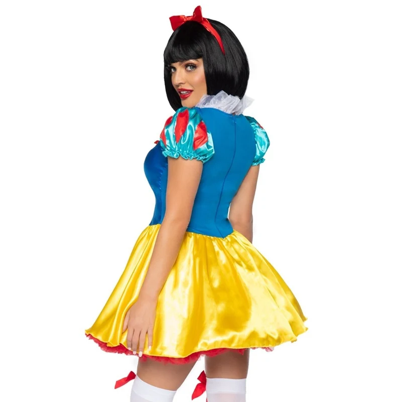 Snow White Costume for Adults, Short Yellow, Red and Blue Dress