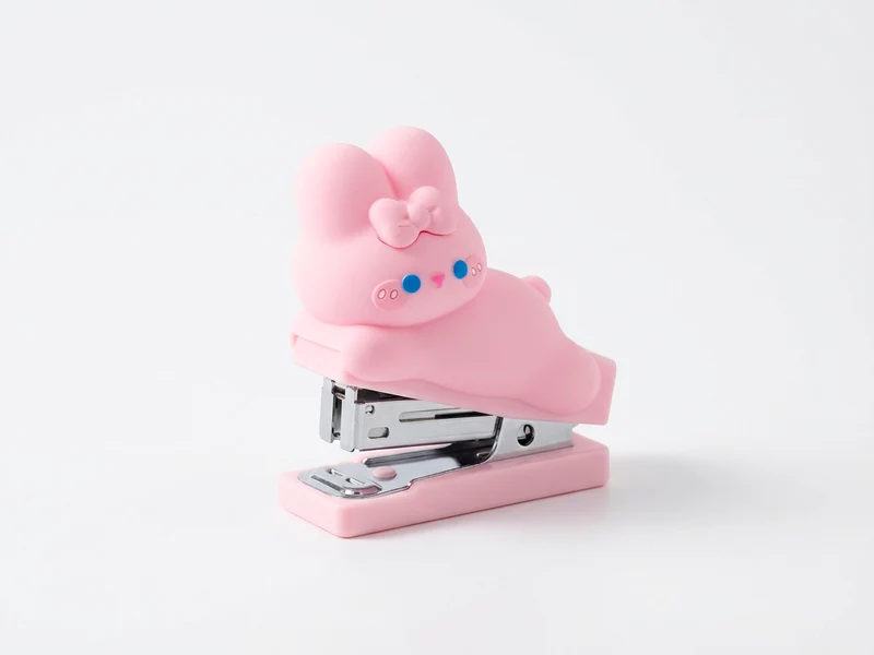 Set mini agrafeuse Lapin rose Kawaii & agrafes