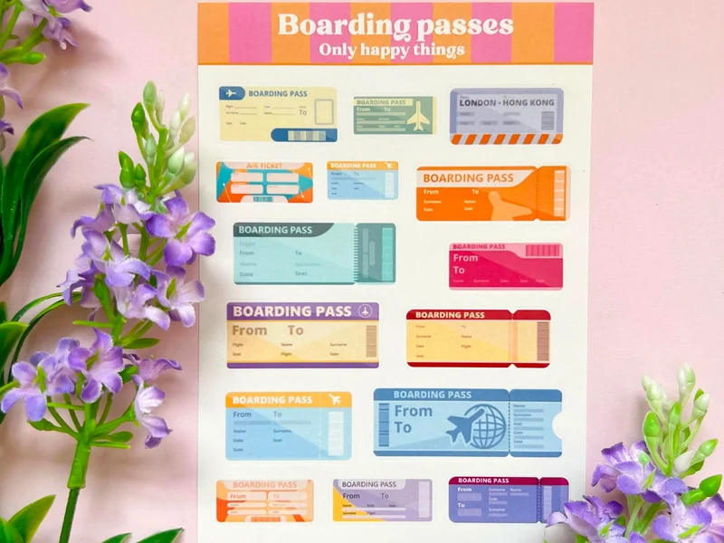 Planches d'autocollants - Cartes d'embarquement A6