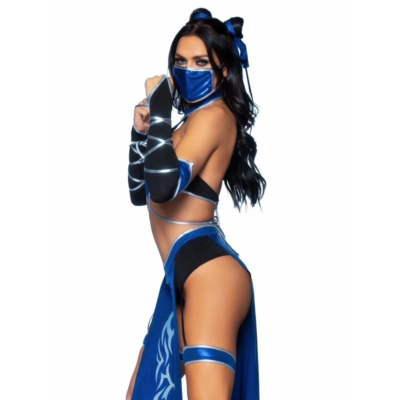 Blue Ninja Sexy Costume for Adults, Blue and Black Crop Top