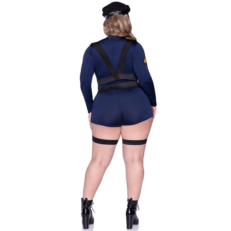 Sexy Cop Plus Size Costume for Adults, Blue Romper