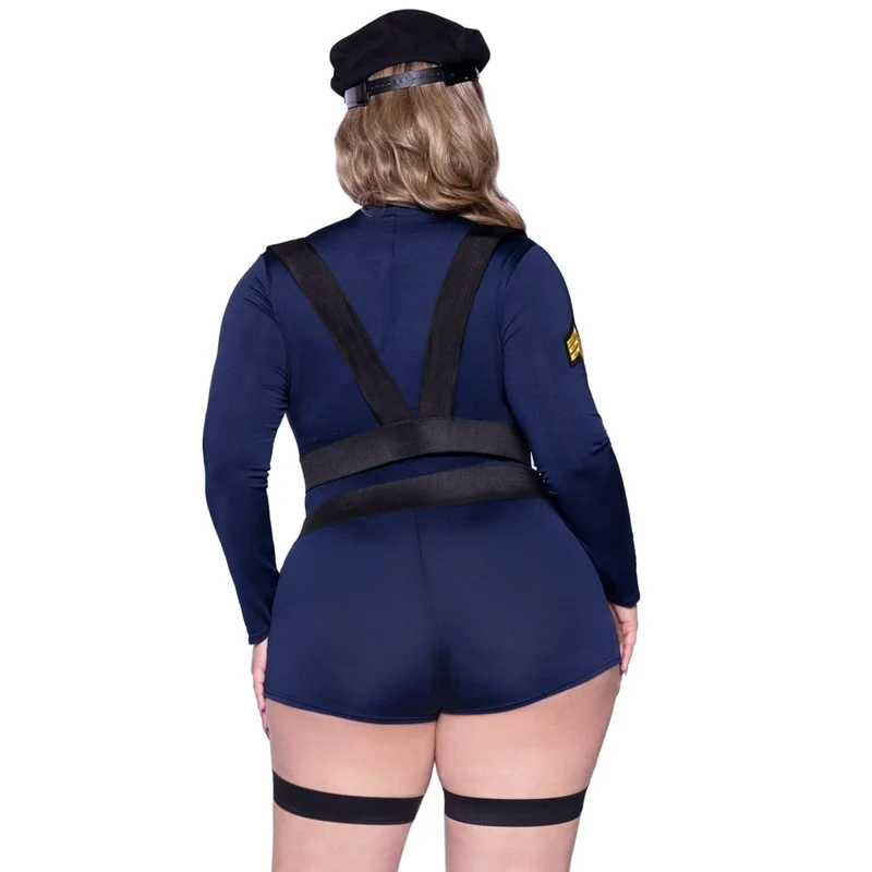 Sexy Cop Plus Size Costume for Adults, Blue Romper