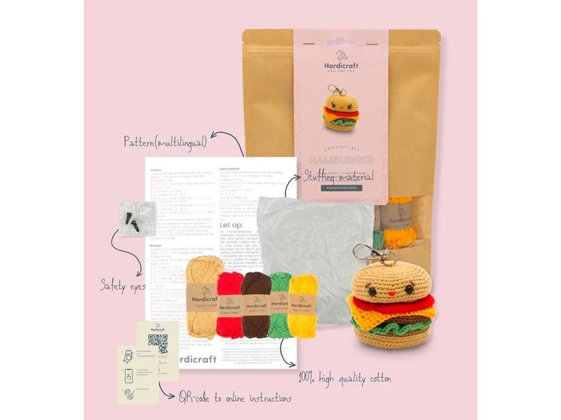 Kit Crochet Bag Charm Hamburger - Hardicraft