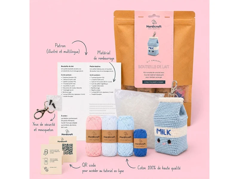 Kit Crochet Bag Charm Milk Carton - Hardicraft