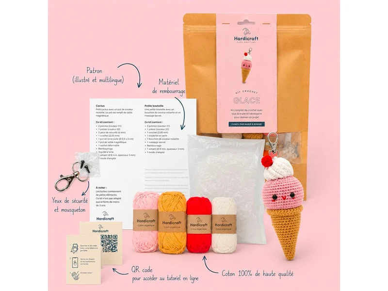 Kit crochet Bag Charm Ice Cream - Hardicraft