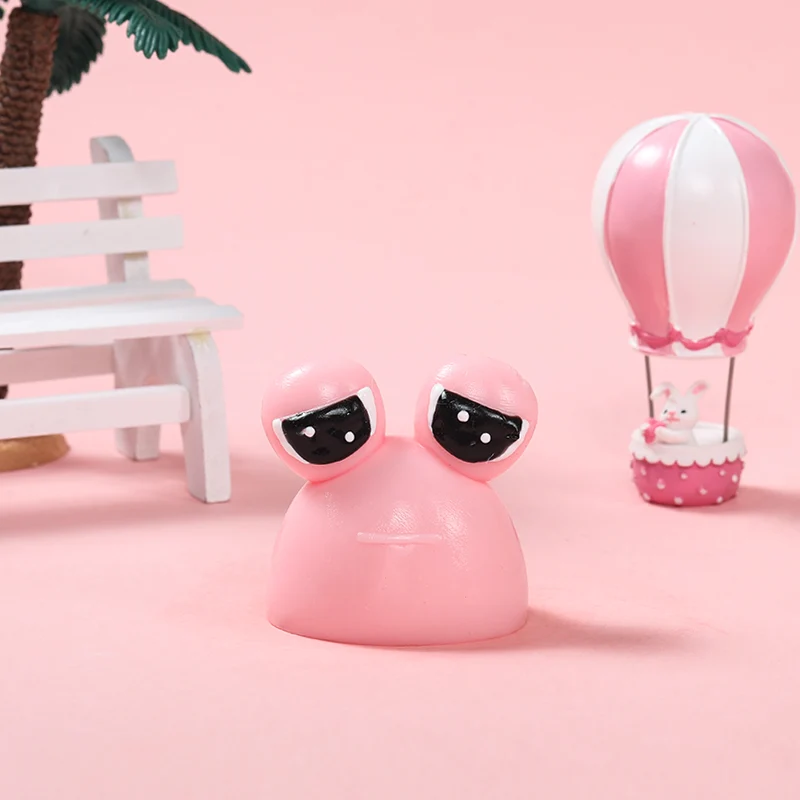 70g Pink Sad Frog Pou Taba Squishy