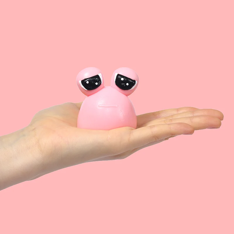 70g Pink Sad Frog Pou Taba Squishy