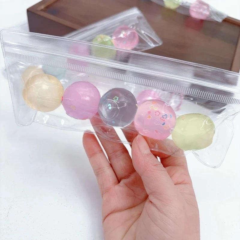 5 Translucent Balls Squishy Stress Relief Decompression Toy