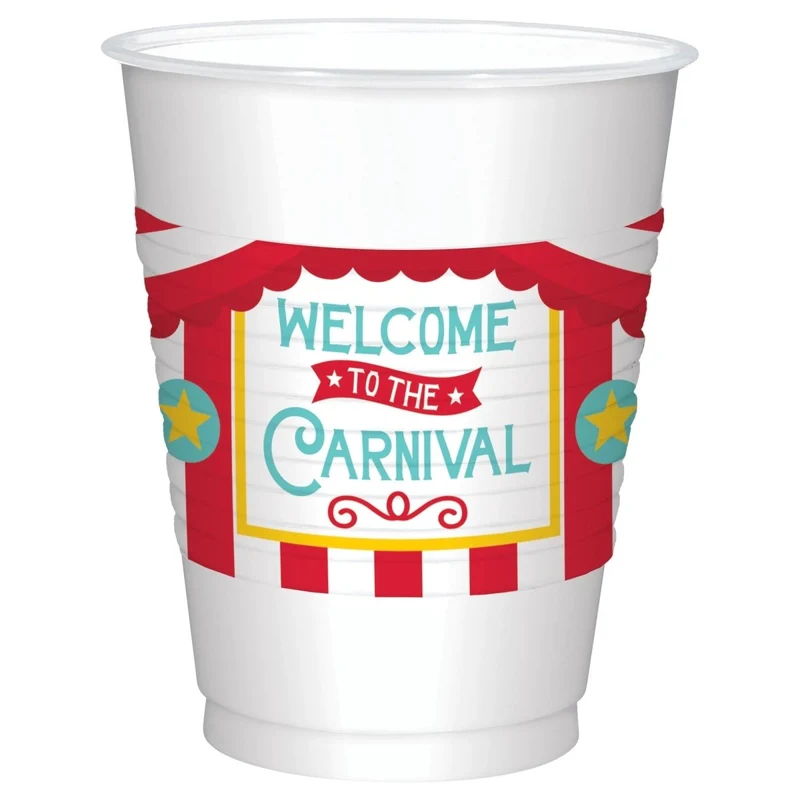 Carnival Birthday Party Plastic Favor Cup, 25 Count