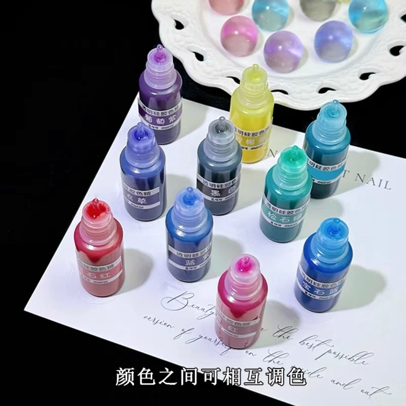 10 Colors Transparent Silicone Color Dye for Squishy Silicone-10g Each