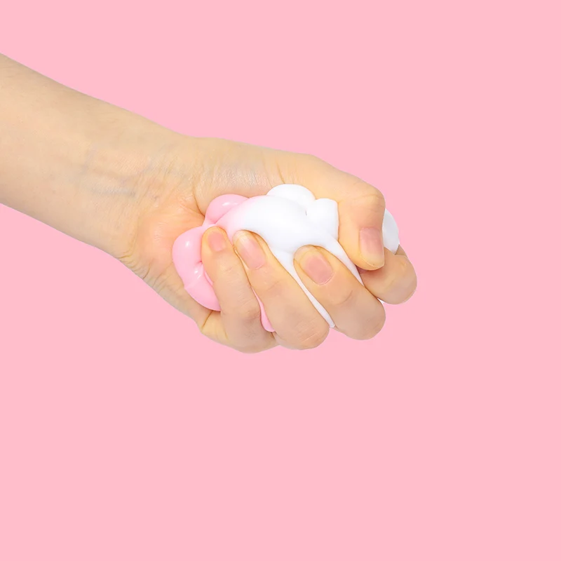 Pink &White Pastel Two-Tone Cat Paw Taba Squishy