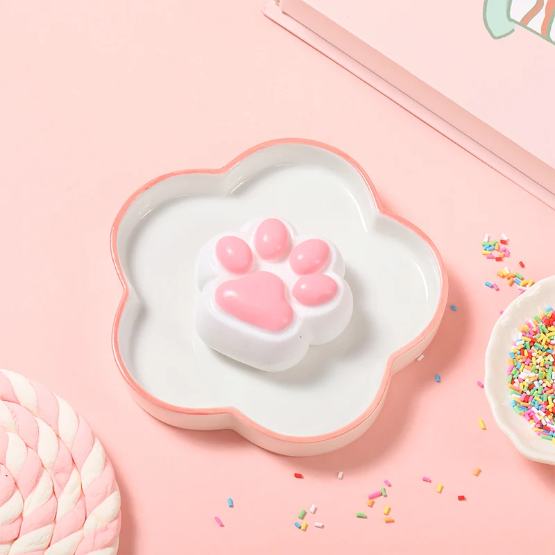 80g White-based Pink Cat Paw Taba Squishy