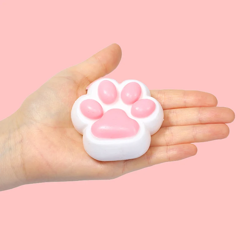 80g White-based Pink Cat Paw Taba Squishy