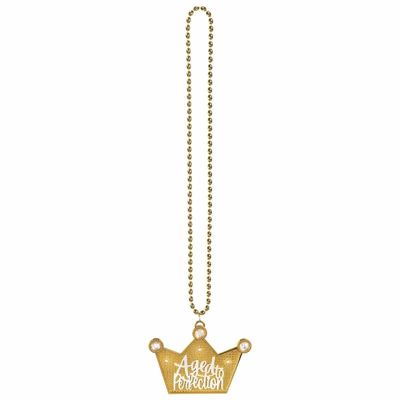 Golden Age Birthday Necklace with Medallion, "Aged to Perfection"