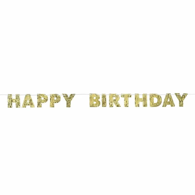 Golden Age Birthday, "Happy Birthday" Fringed Letter Banner, 6 1/2'' x 8'