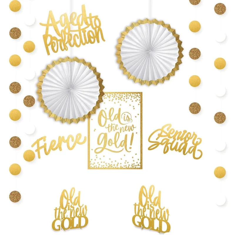 Golden Age Birthday Room Decorating Kit, 12 Count