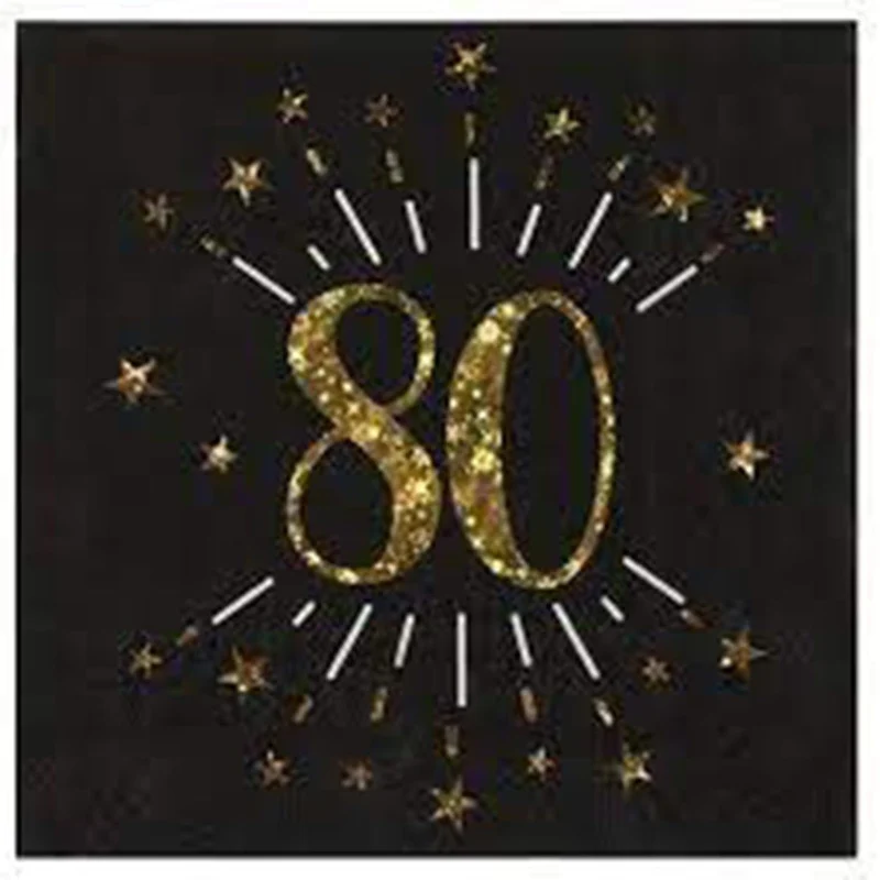 Gold Sparkling Number 80 Lunch Napkins, 10 Count