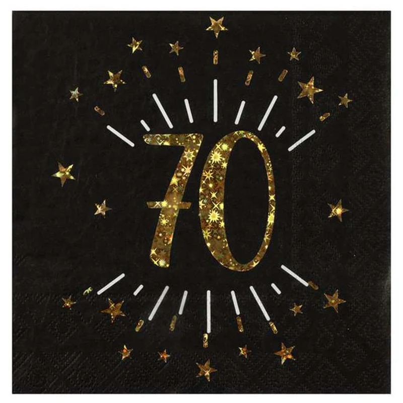 Gold Sparkling Number 70 Lunch Napkins, 10 Count
