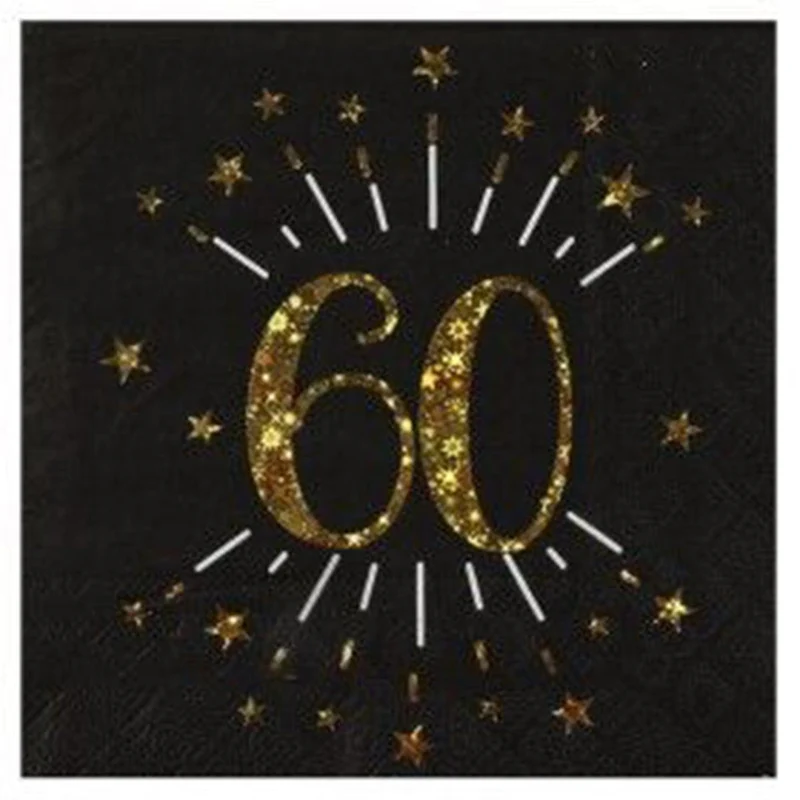 Gold Sparkling Number 60 Lunch Napkins, 10 Count