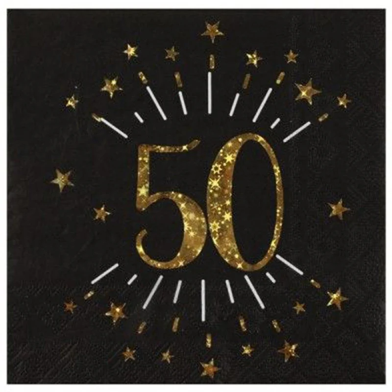 Gold Sparkling Number 50 Lunch Napkins, 10 Count