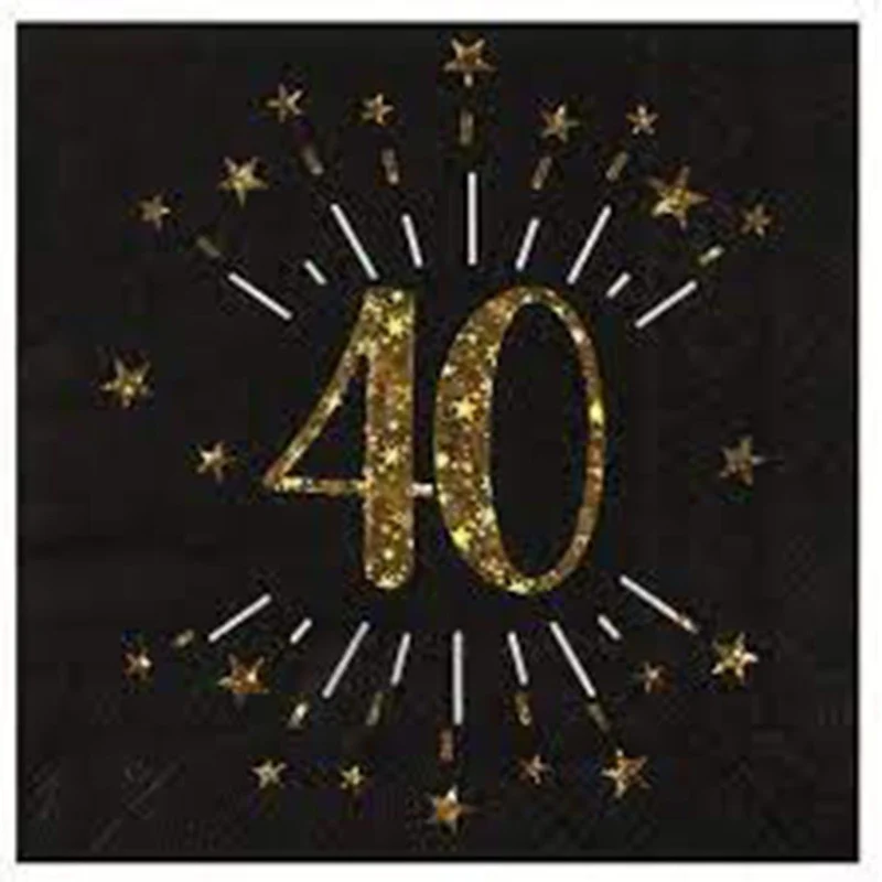 Gold Sparkling Number 40 Lunch Napkins, 10 Count
