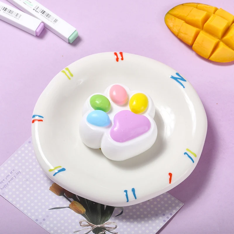 80g White Base Purple with Rainbow Cat Paw Taba Squishy