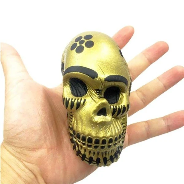 Squishy Tête de Mort Dorée