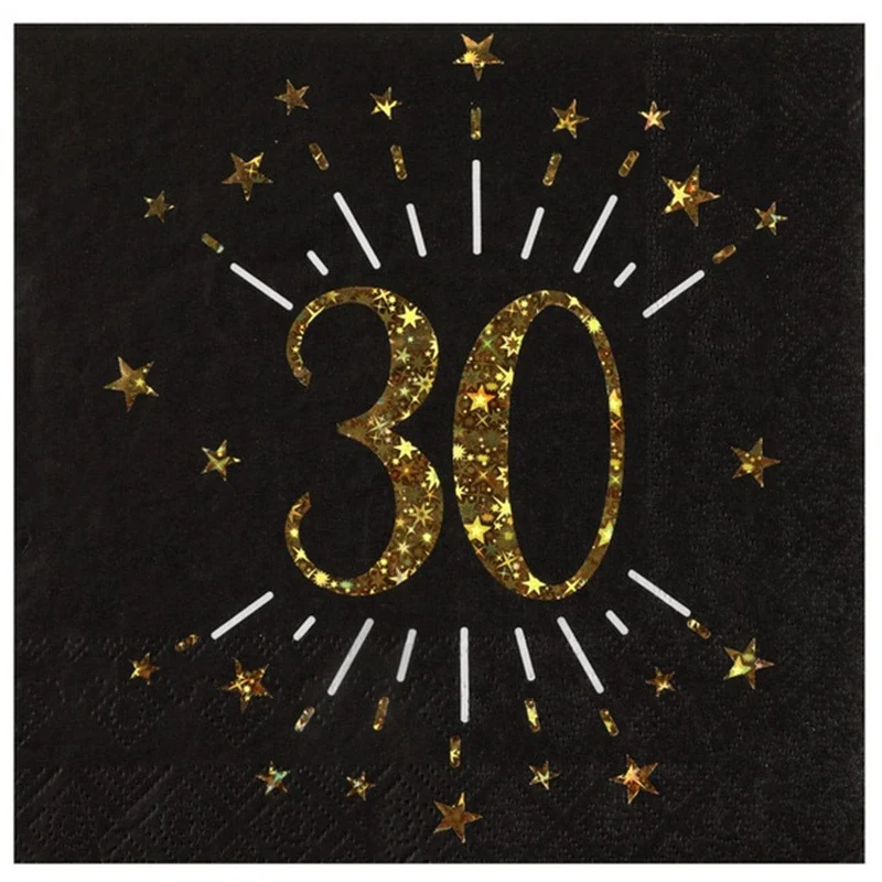 Gold Sparkling Number 30 Lunch Napkins, 10 Count