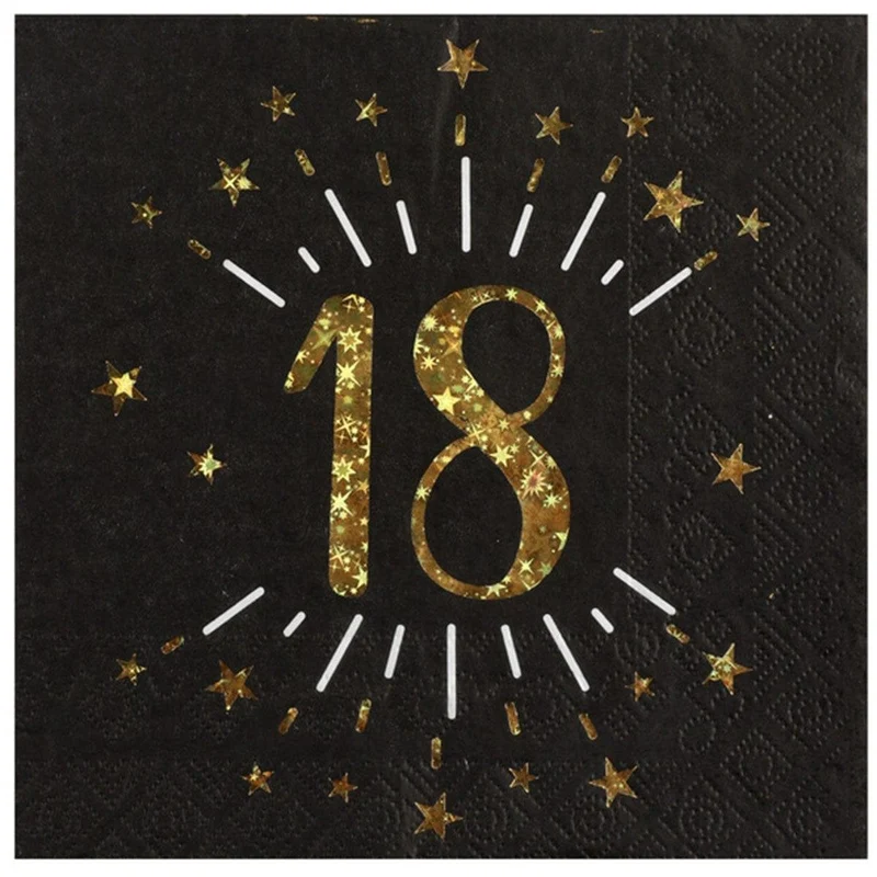 Gold Sparkling Number 18 Lunch Napkins, 10 Count