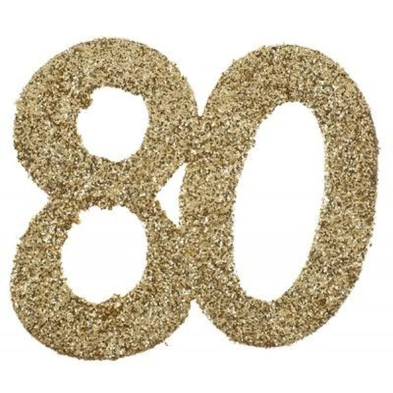 Glittery Number 80 Decoration, Gold, 6 Count