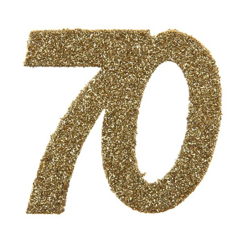 Glittery Number 70 Decoration, Gold, 6 Count