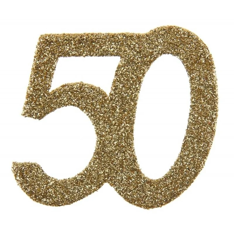 Glittery Number 50 Decoration, Gold, 6 Count