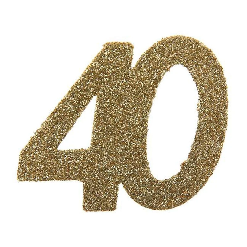 Glittery Number 40 Decoration, Gold, 6 Count