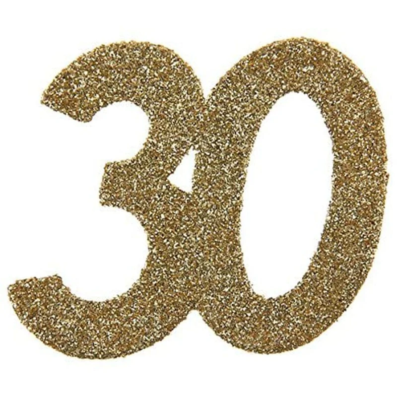 Glittery Number 30 Decoration, Gold, 6 Count
