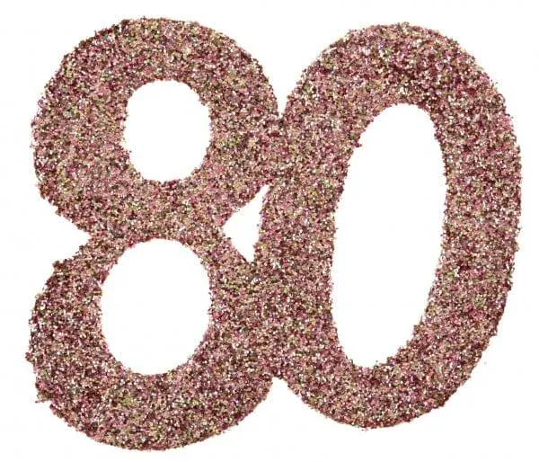 Glittery Number 80 Decoration, Rose Gold, 6 Count