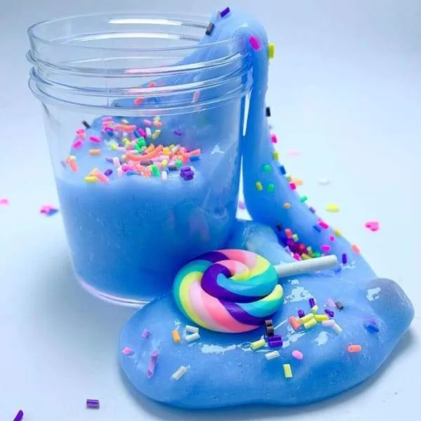 Fluffy Cotton Candy Slime Bleu