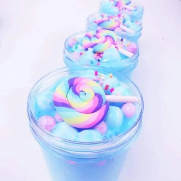 Fluffy Cotton Candy Slime Bleu