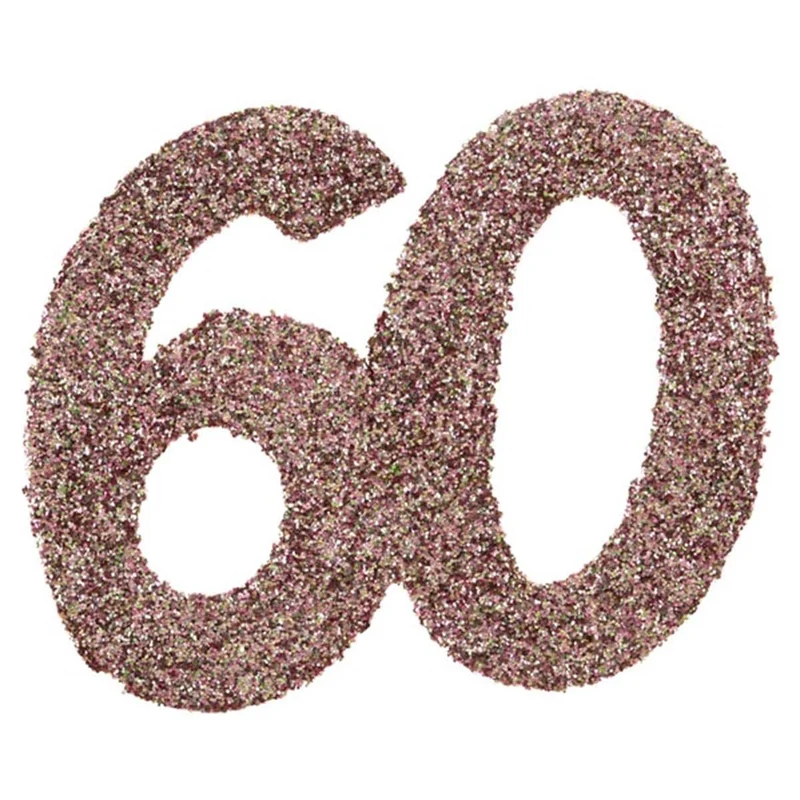 Glittery Number 60 Decoration, Rose Gold, 6 Count