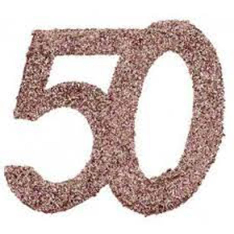 Glittery Number 50 Decoration, Rose Gold, 6 Count