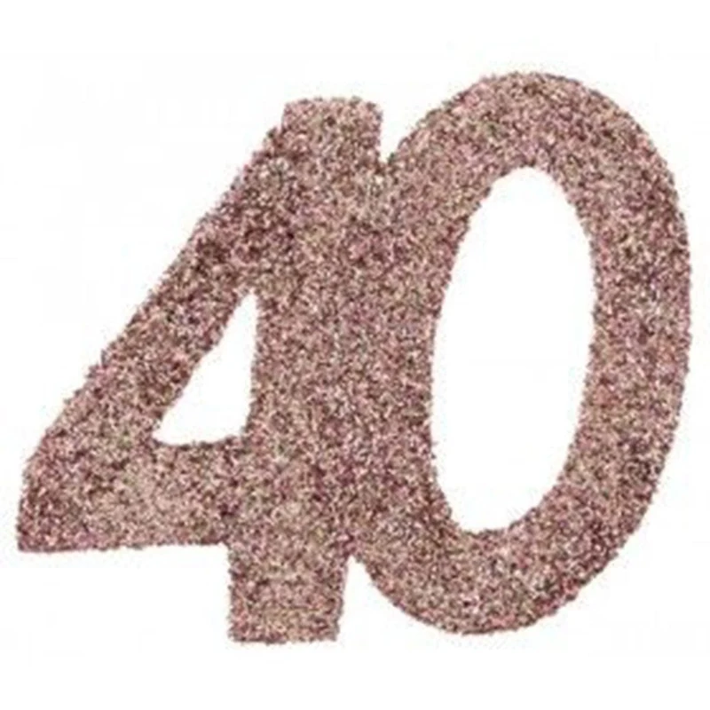 Glittery Number 40 Decoration, Rose Gold, 6 Count