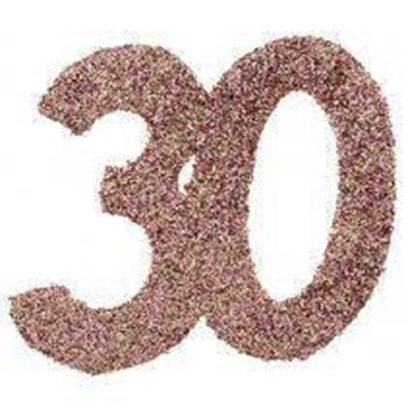 Glittery Number 30 Decoration, Rose Gold, 6 Count