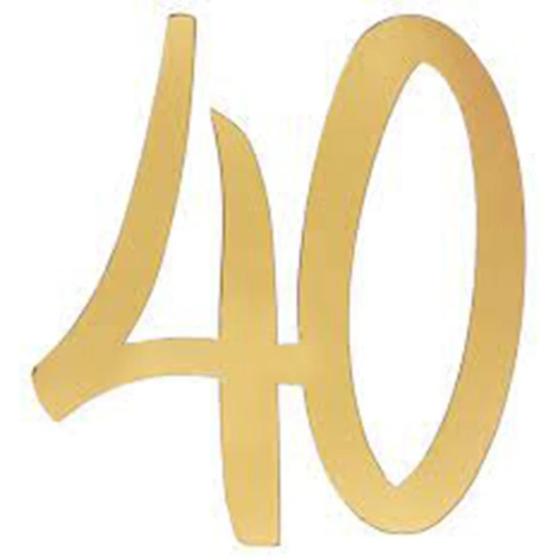 40 Years Old Large Confetti, Metallic Gold, 4 Count