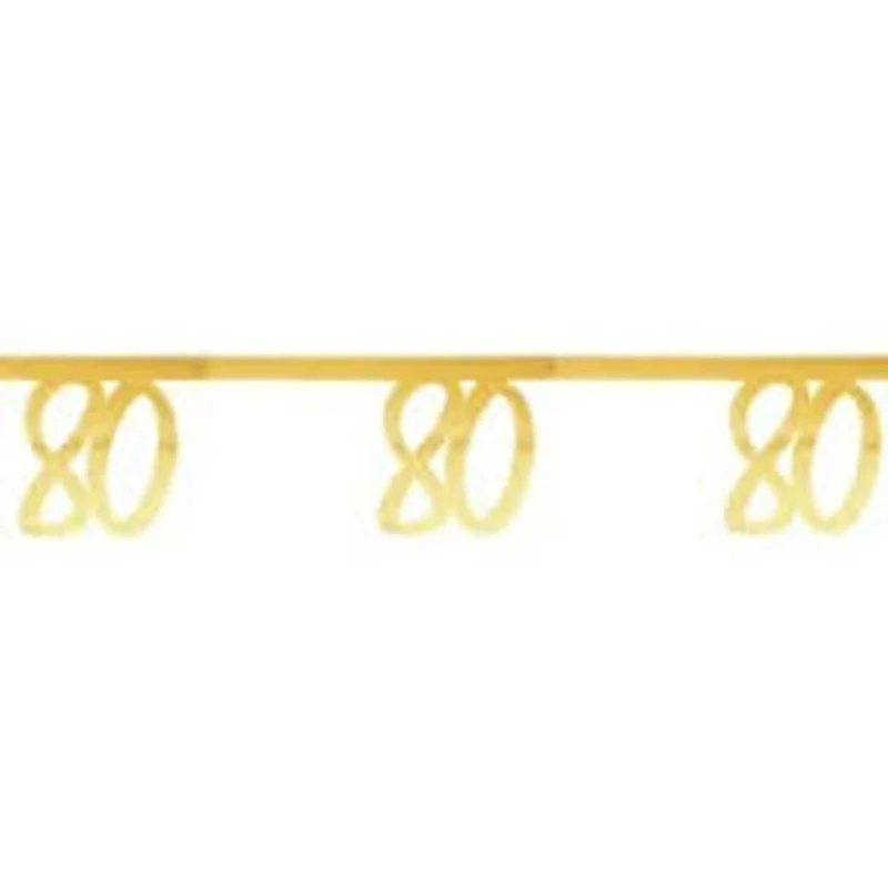 80 Years Old Birthday Banner, Metallic Gold