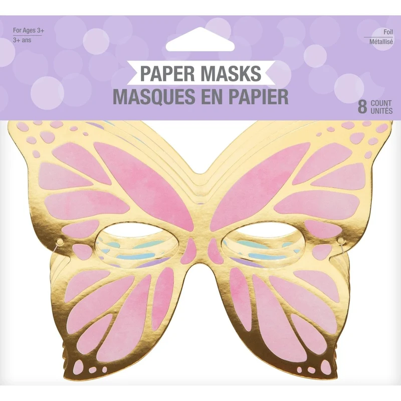 Flutter Party Mask, Paper, 8 Count