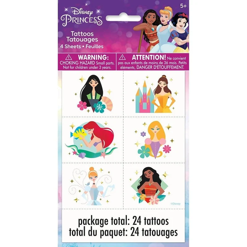 Disney Princess Tattoo Sheets, 4 Count