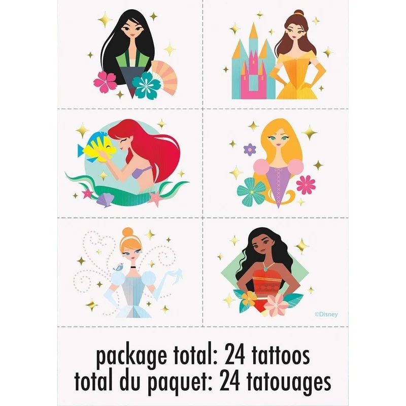 Disney Princess Tattoo Sheets, 4 Count