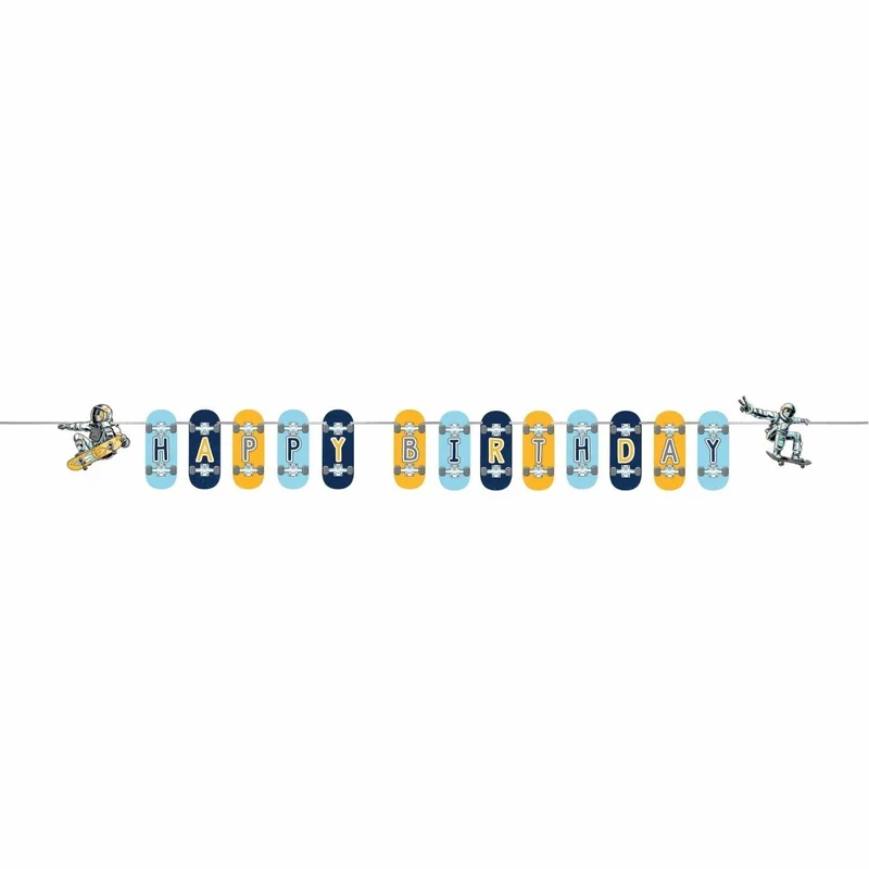 Space Skateboard "Happy Birthday" Banner