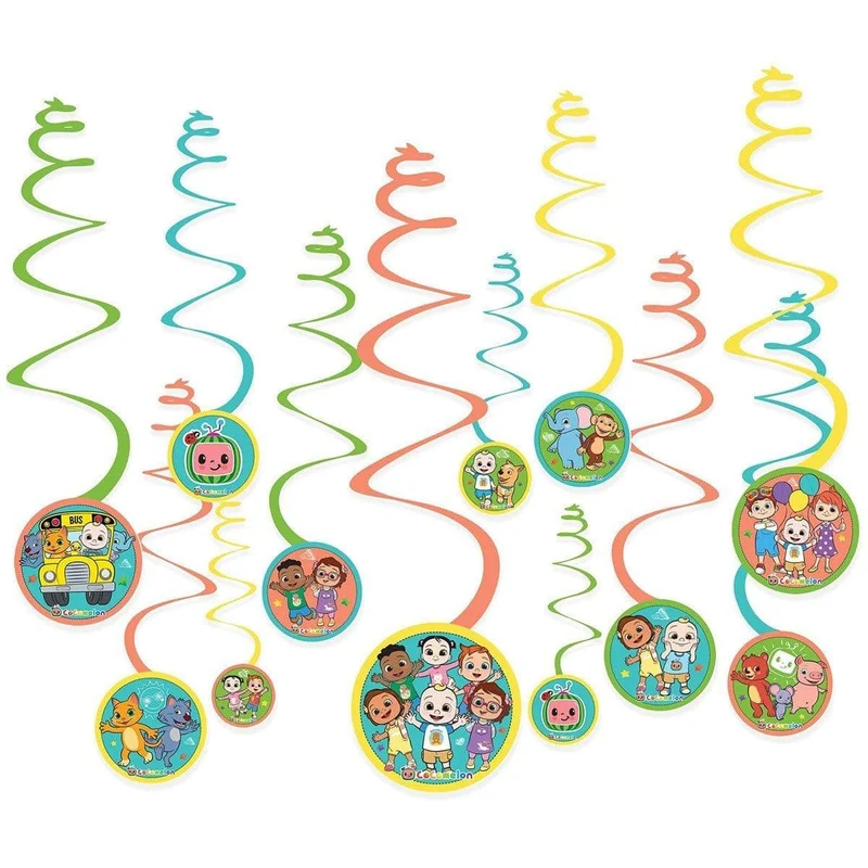 Cocomelon Spiral Decorations, 12 Count
